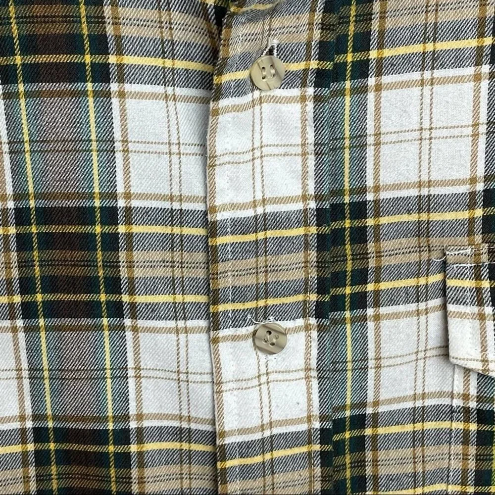 Chapel Hill Yellow White Green Plaid Cotton Blend Button Down Shirt size  XL